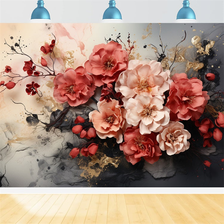 Maternity Photoshoot Backdrop Elegant Red Blossom Art Backdrop GTY2-31