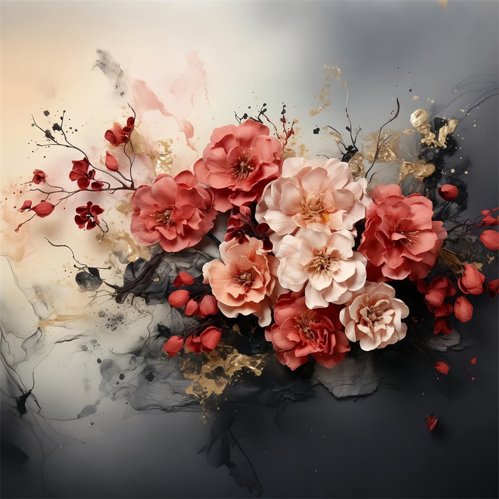 Maternity Photoshoot Backdrop Elegant Red Blossom Art Backdrop GTY2-31