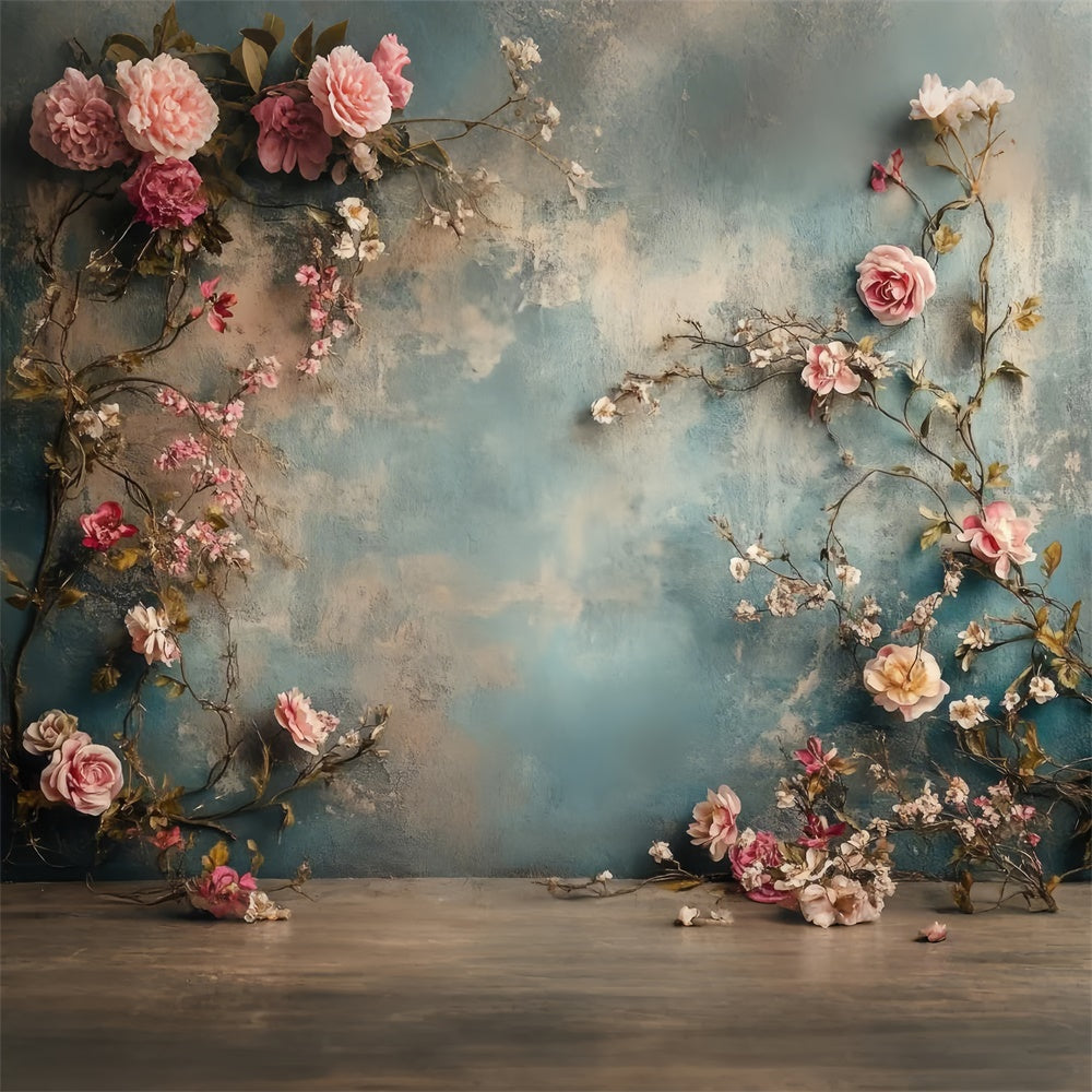 Maternity Photography Backdrops Rustic Blue Blossoms Vine Backdrop GTY2-37