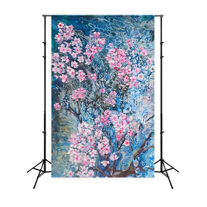 Maternity Photoshoot Backdrop Mystical Blue Cherry Bloom Backdrop GTY2-39