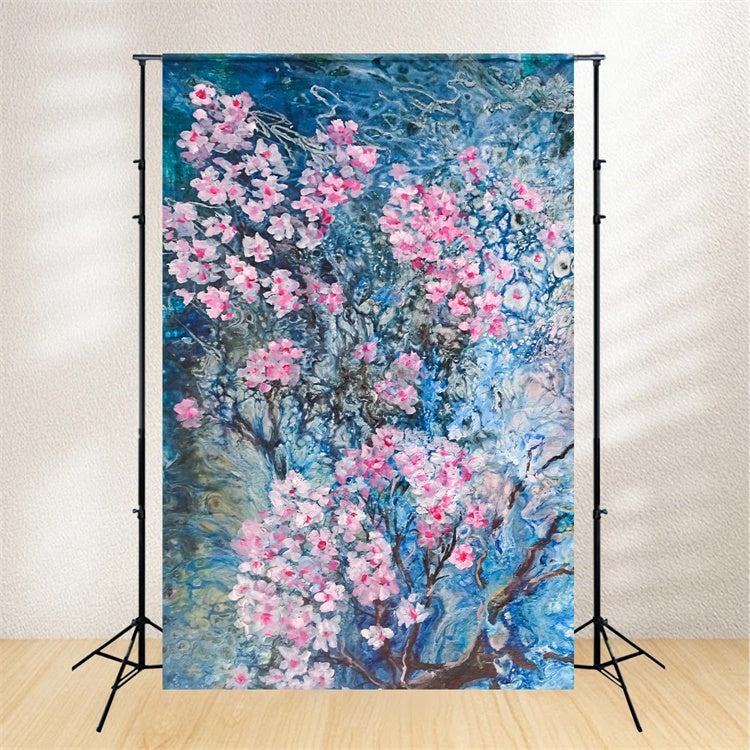 Maternity Photoshoot Backdrop Mystical Blue Cherry Bloom Backdrop GTY2-39