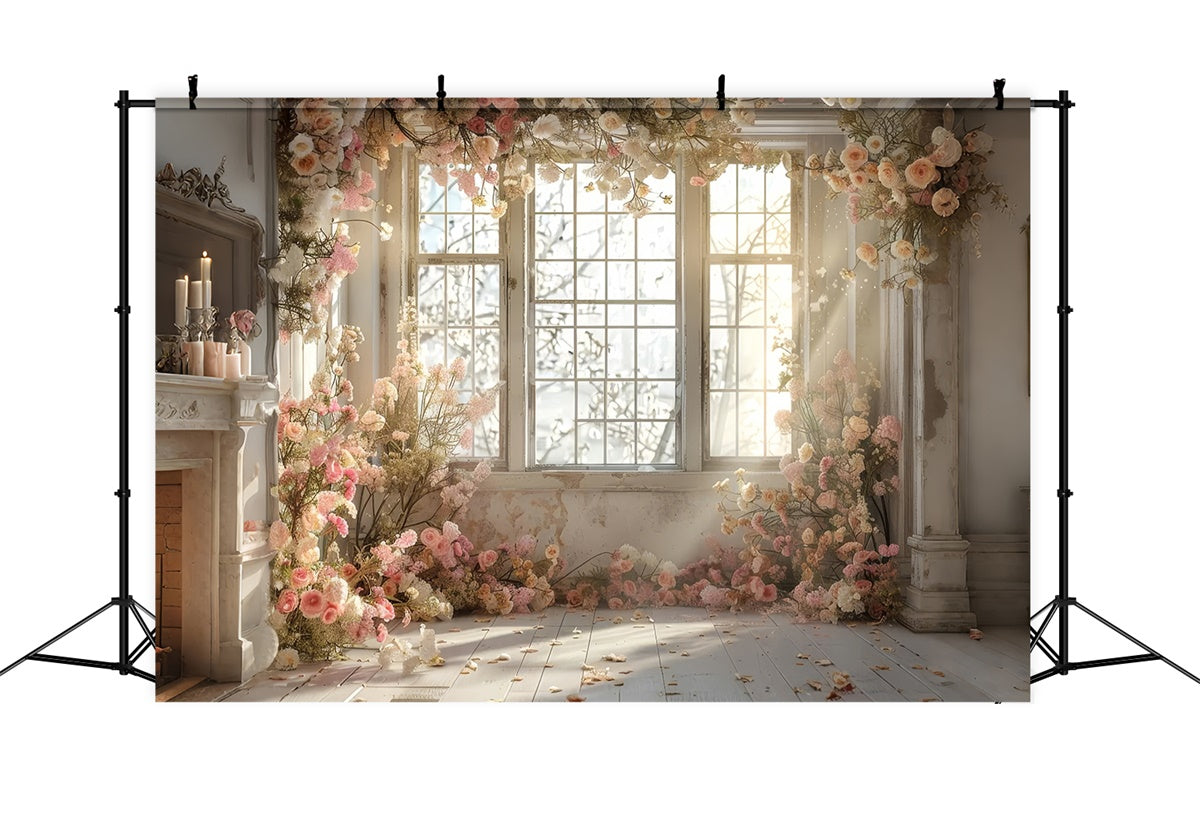 Backdrop For Maternity Photoshoot Cozy Sunlit Floral Charm Backdrop GTY2-46