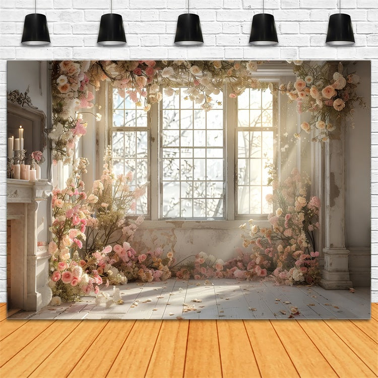 Backdrop For Maternity Photoshoot Cozy Sunlit Floral Charm Backdrop GTY2-46