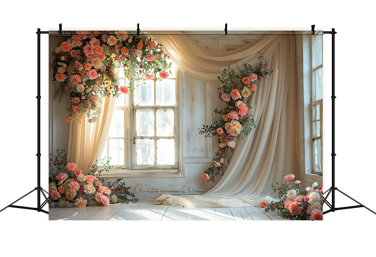 Maternity Photoshoot Backdrop Romantic Blush Rose Drape Backdrop GTY2-50