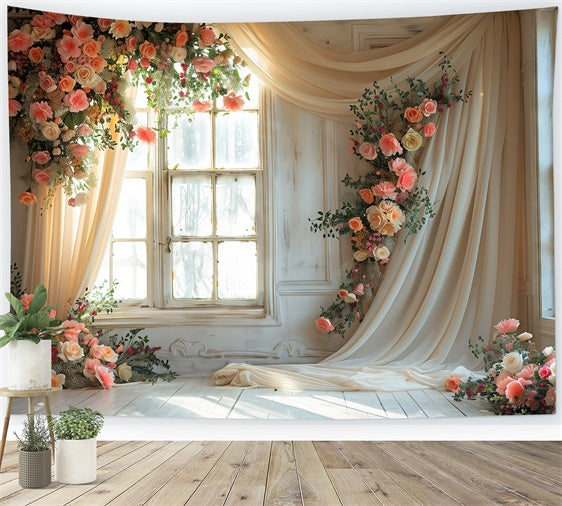 Maternity Photoshoot Backdrop Romantic Blush Rose Drape Backdrop GTY2-50