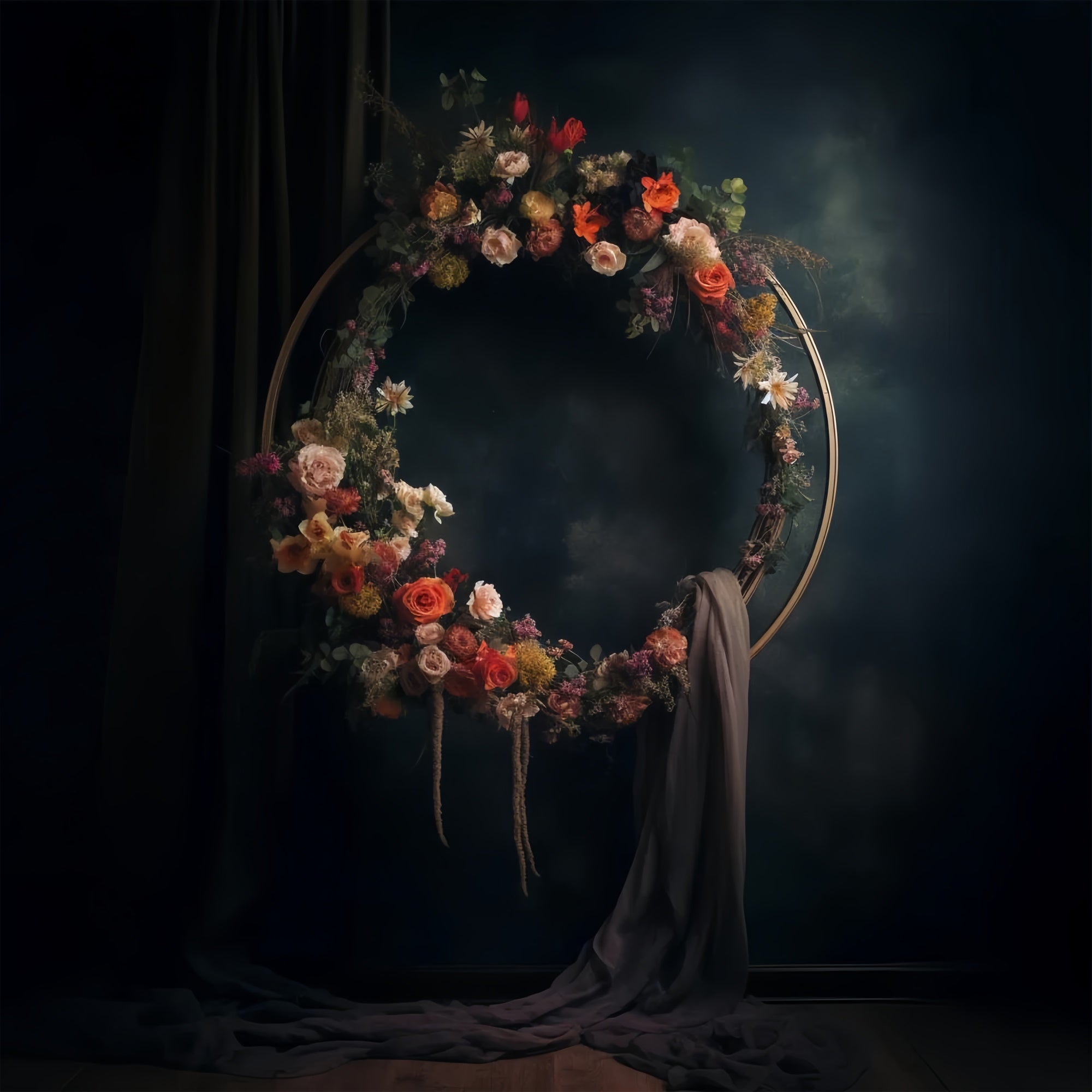 Backdrops For Maternity Photos Antique Floral Crescent Hoop Backdrop GTY2-9