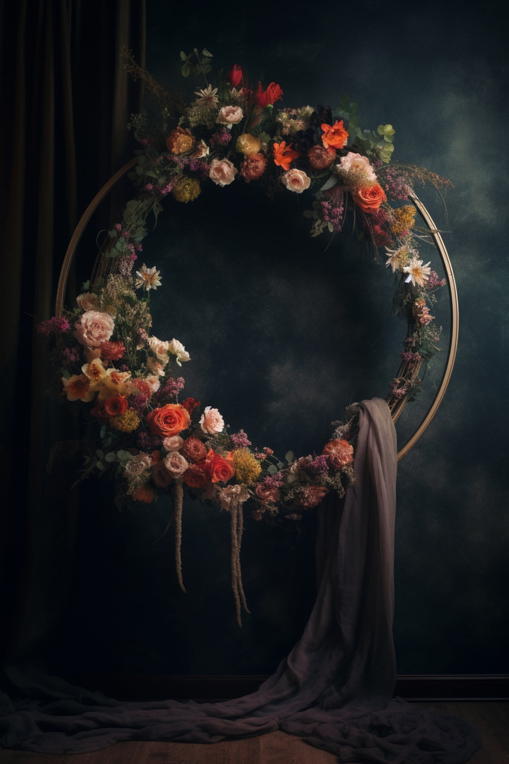 Backdrops For Maternity Photos Antique Floral Crescent Hoop Backdrop GTY2-9