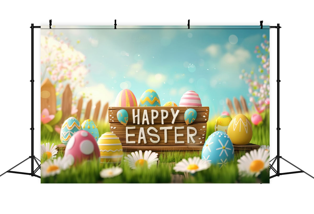 Easter Backdrops Photography Bright Sky Pastel Egg Backdrop GTY3-234