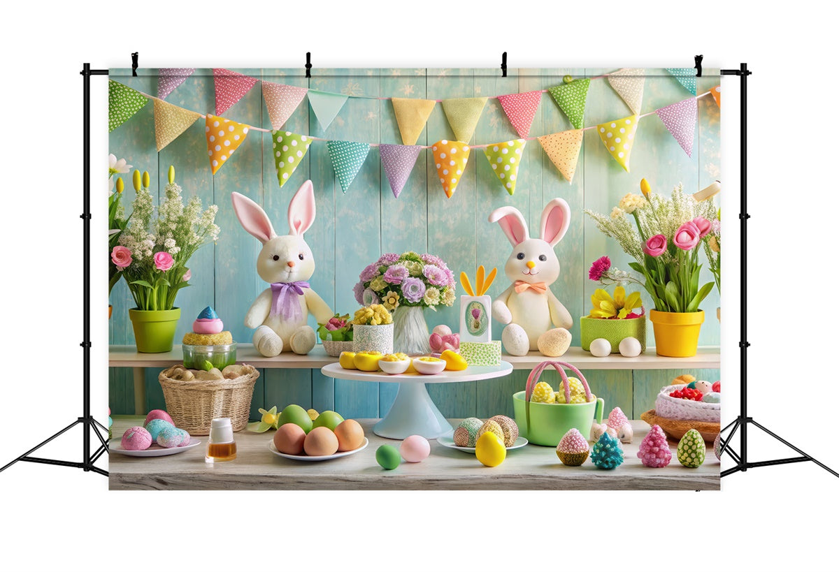 Easter Picture Ideas Floral Bunny Table Setting Backdrop GTY3-236