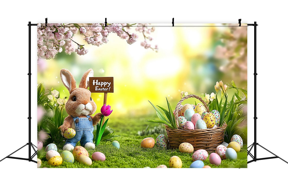 Easter Backdrops For Photos Cheerful Bunny Egg Hunt Backdrop GTY3-238