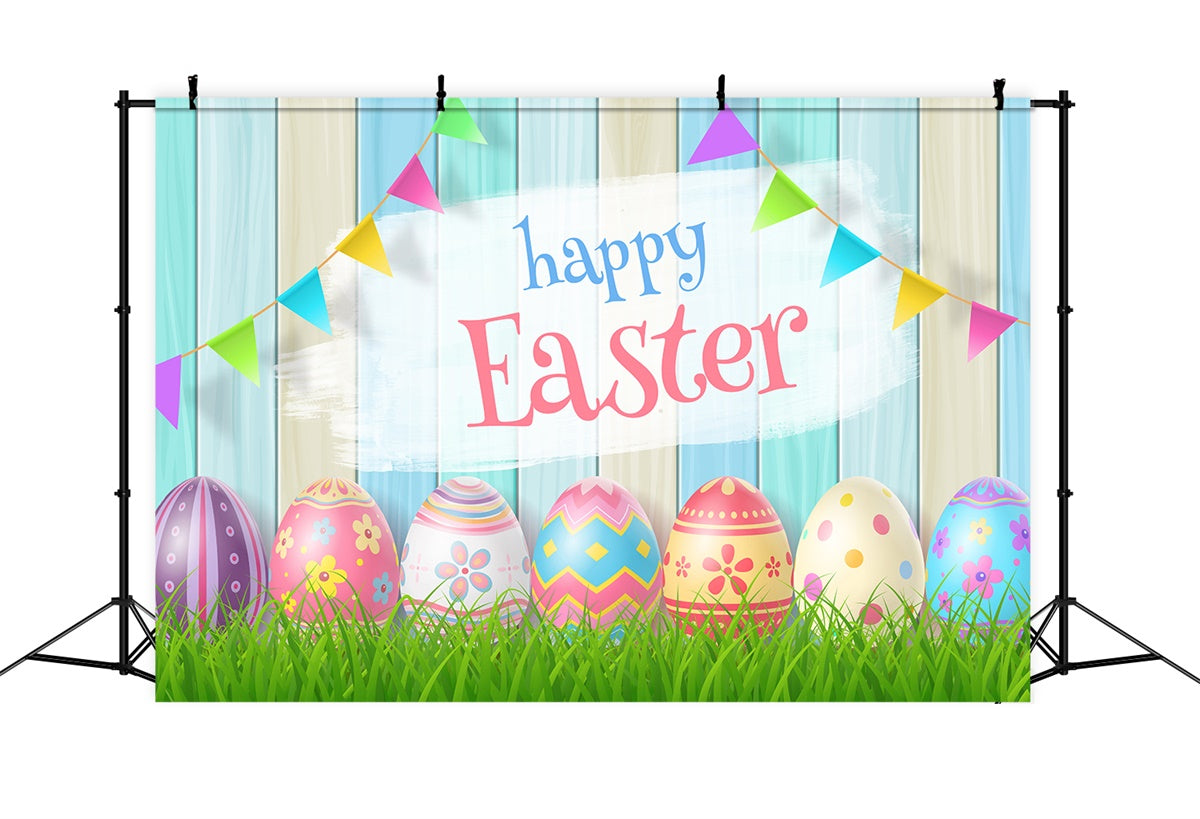 Backdrop Easter Colorful Pastel Egg Banner Backdrop GTY3-239