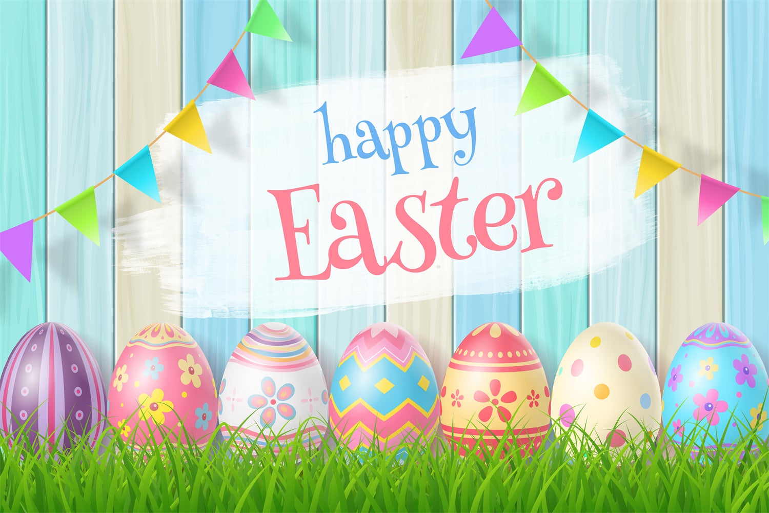 Backdrop Easter Colorful Pastel Egg Banner Backdrop GTY3-239