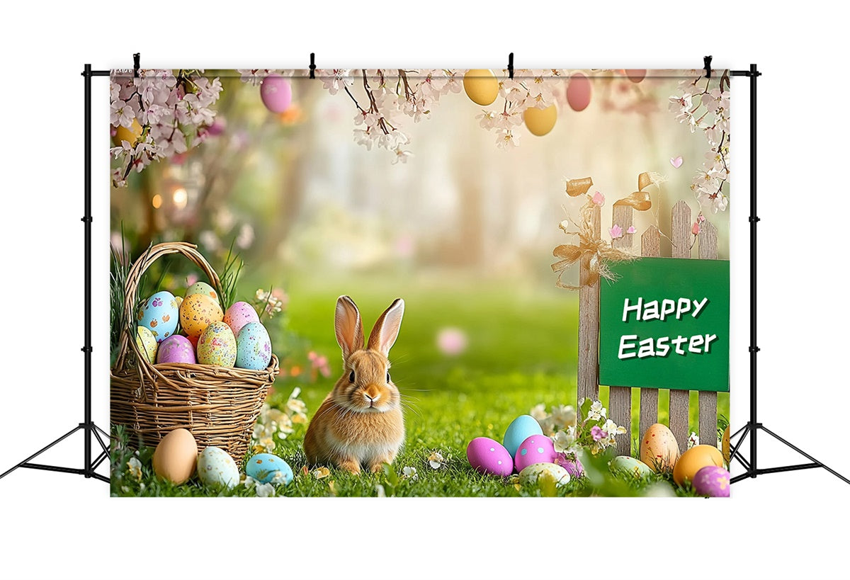 Easter Photo Backdrop Pastel Egg Cherry Blossom Backdrop GTY3-242