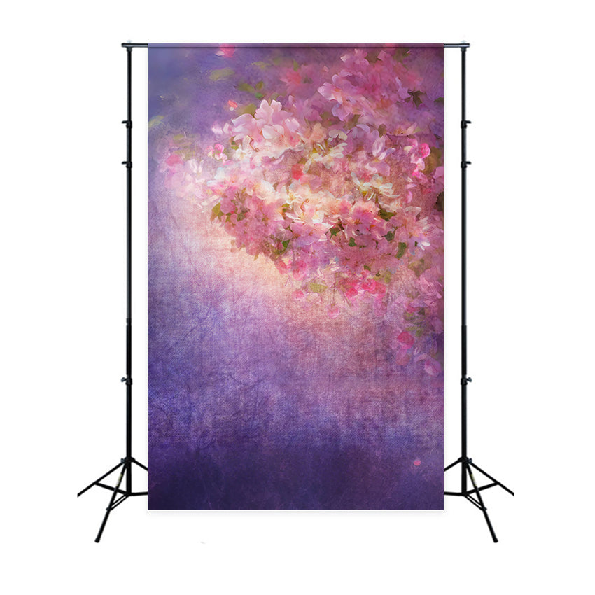 Purple Flowers Backdrop Blush Pink Floral Glow Backdrop GTY3-27