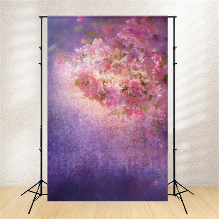 Purple Flowers Backdrop Blush Pink Floral Glow Backdrop GTY3-27