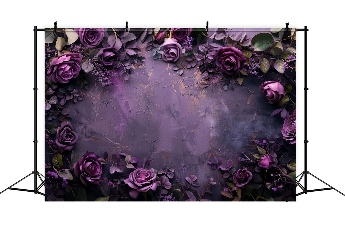 Purple Flower Wall Backdrop Deep Purple Floral Elegance Backdrop GTY3-28