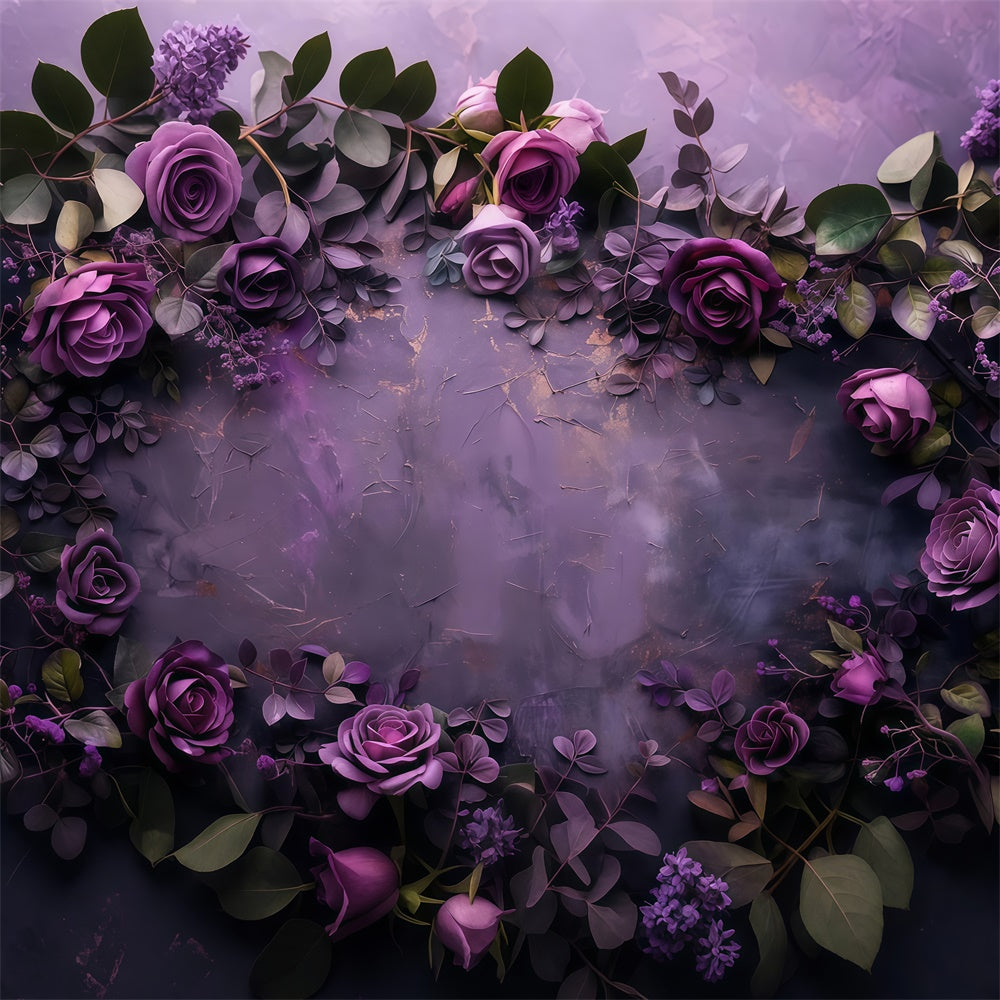 Purple Flower Wall Backdrop Deep Purple Floral Elegance Backdrop GTY3-28