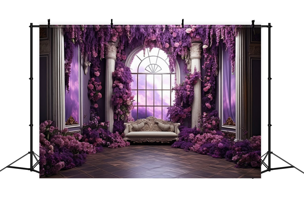 Flower Photography Backdrop Royal Violet Garden Window Backdrop GTY3-40