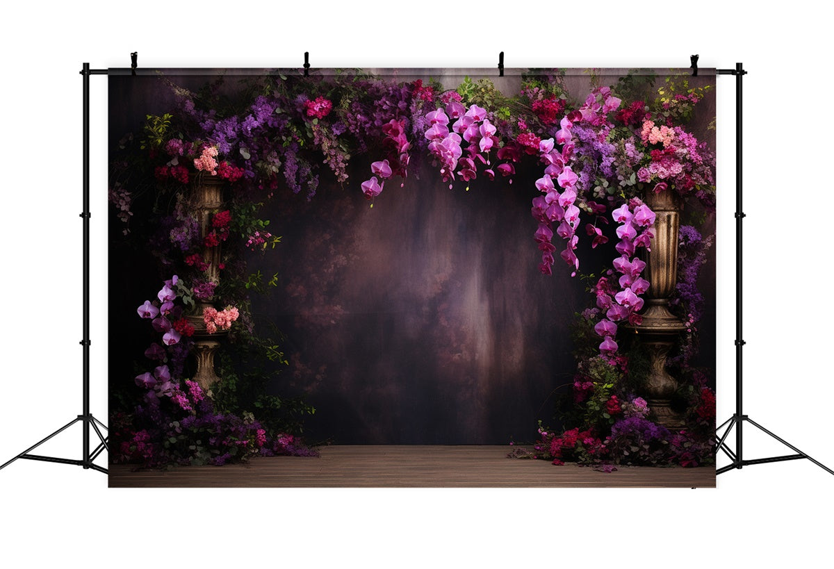 Purple Flower Wall Backdrop Vintage Violet Orchid Fantasy Backdrop GTY3-41