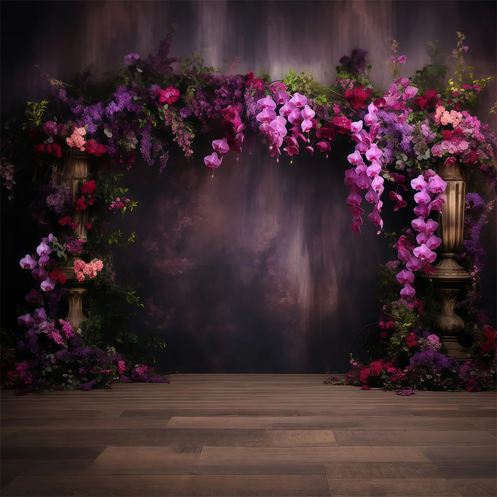 Purple Flower Wall Backdrop Vintage Violet Orchid Fantasy Backdrop GTY3-41