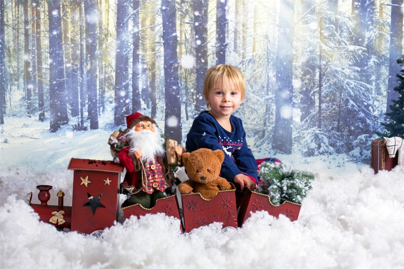 Beautiful Forest Snow Scene Christmas Backdrops GX-1069