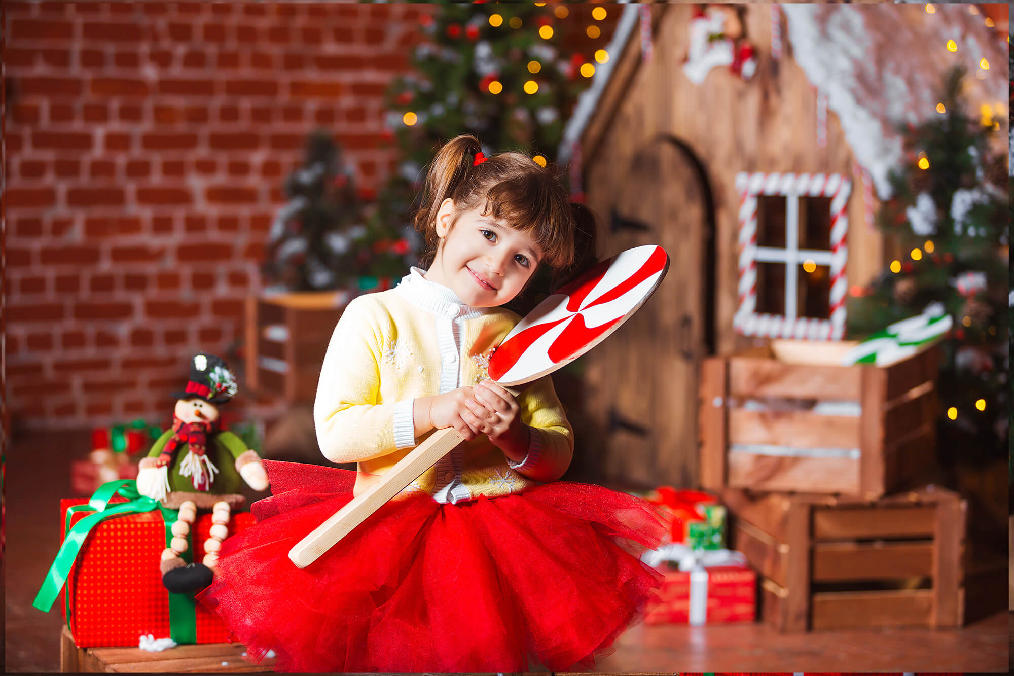 Christmas Wooden House Candy Photography Backdrop HC101501