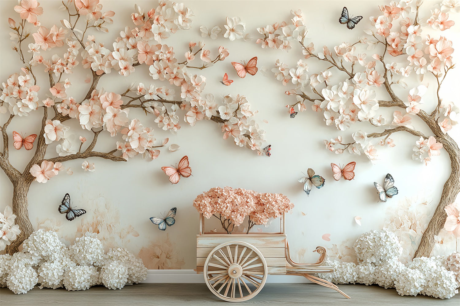 Spring Photography Backdrops Cherry Blossom Butterfly Backdrop LXX1-1