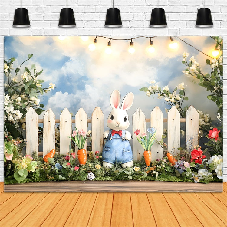 Spring Photo Backdrop Bunny Floral Carrot Scene Backdrop LXX1-101