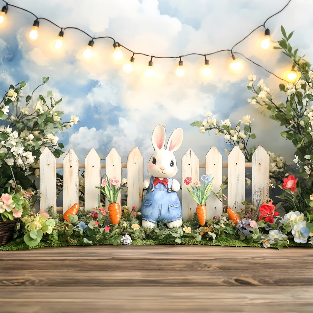 Spring Photo Backdrop Bunny Floral Carrot Scene Backdrop LXX1-101