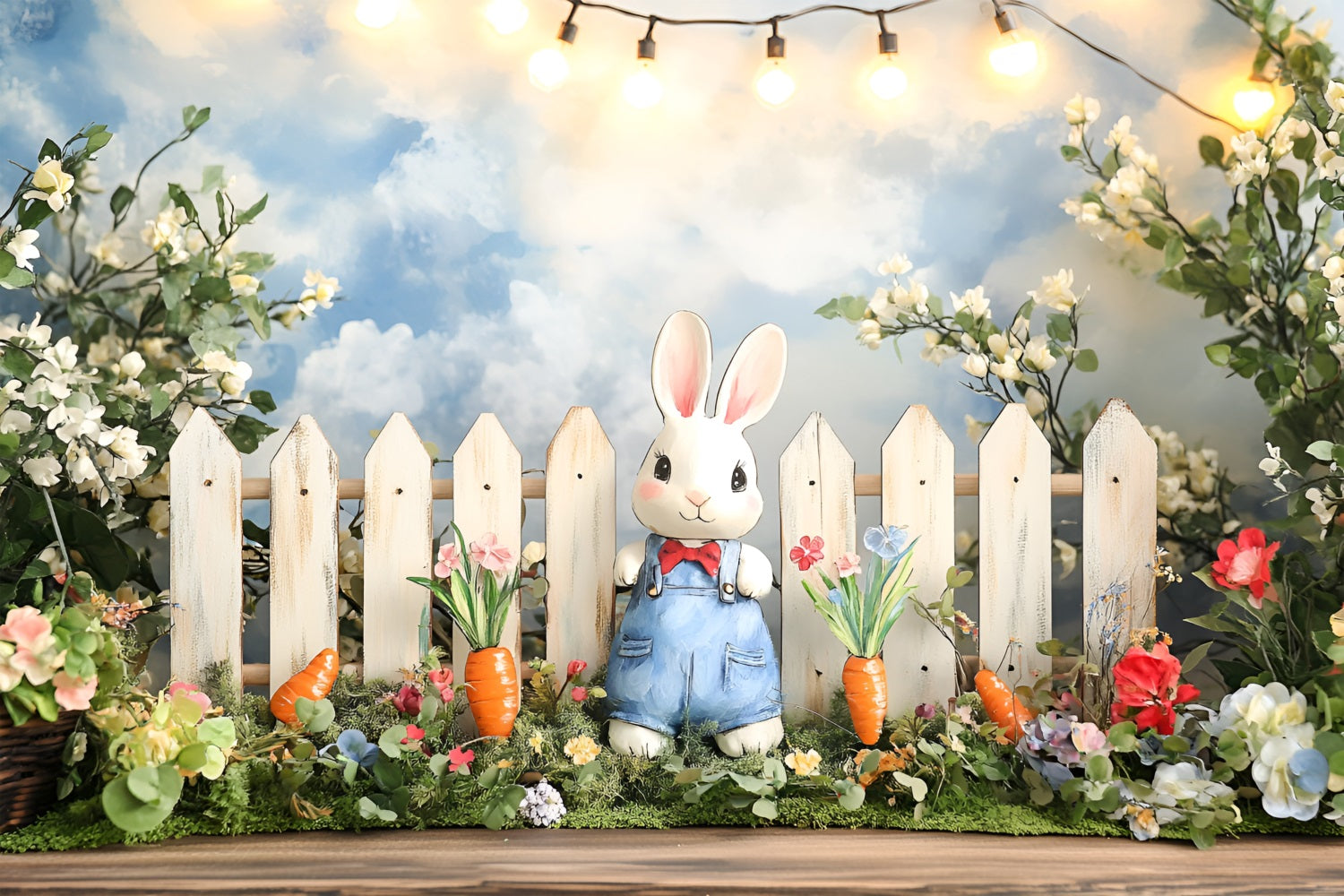 Spring Photo Backdrop Bunny Floral Carrot Scene Backdrop LXX1-101