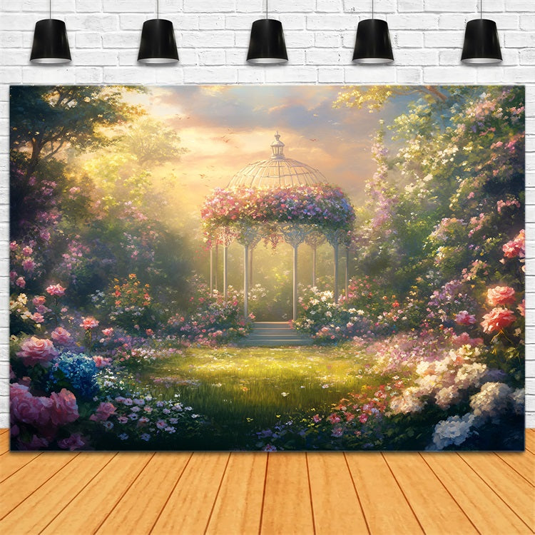 Spring Photo Backdrops Blooming Flowers Romantic Garden Backdrop LXX1-107