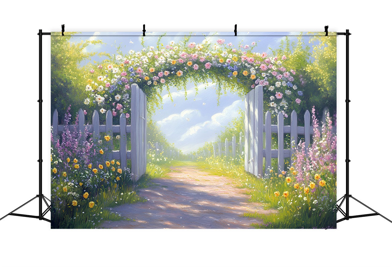 Backdrop Spring Sunny Floral Arch Garden Path Backdrop LXX1-110