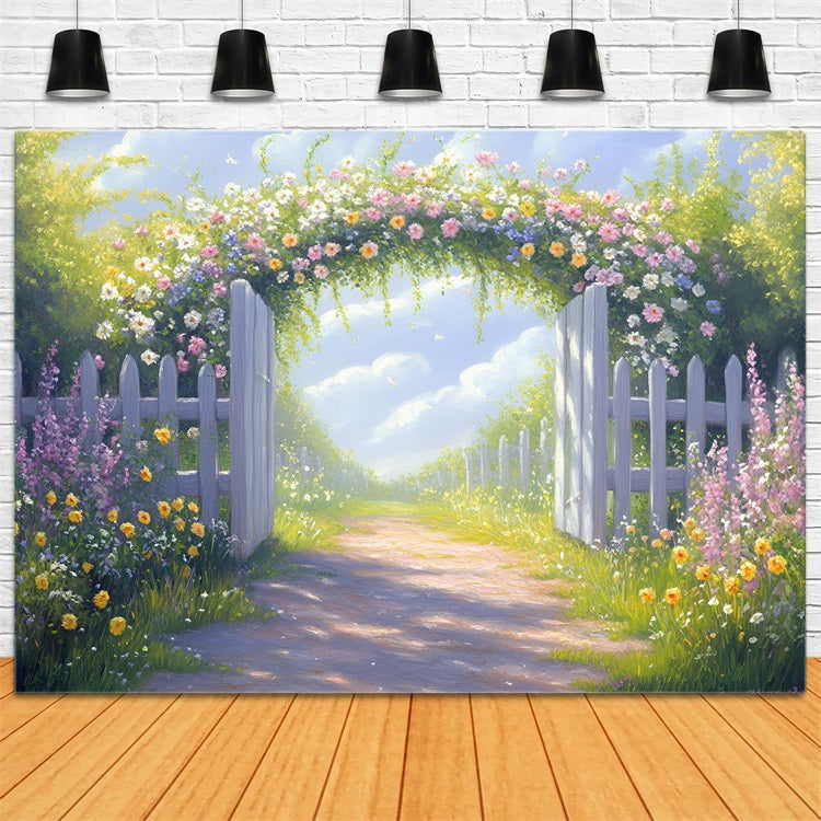 Backdrop Spring Sunny Floral Arch Garden Path Backdrop LXX1-110