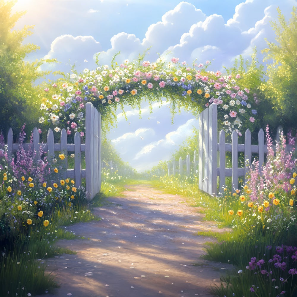 Backdrop Spring Sunny Floral Arch Garden Path Backdrop LXX1-110