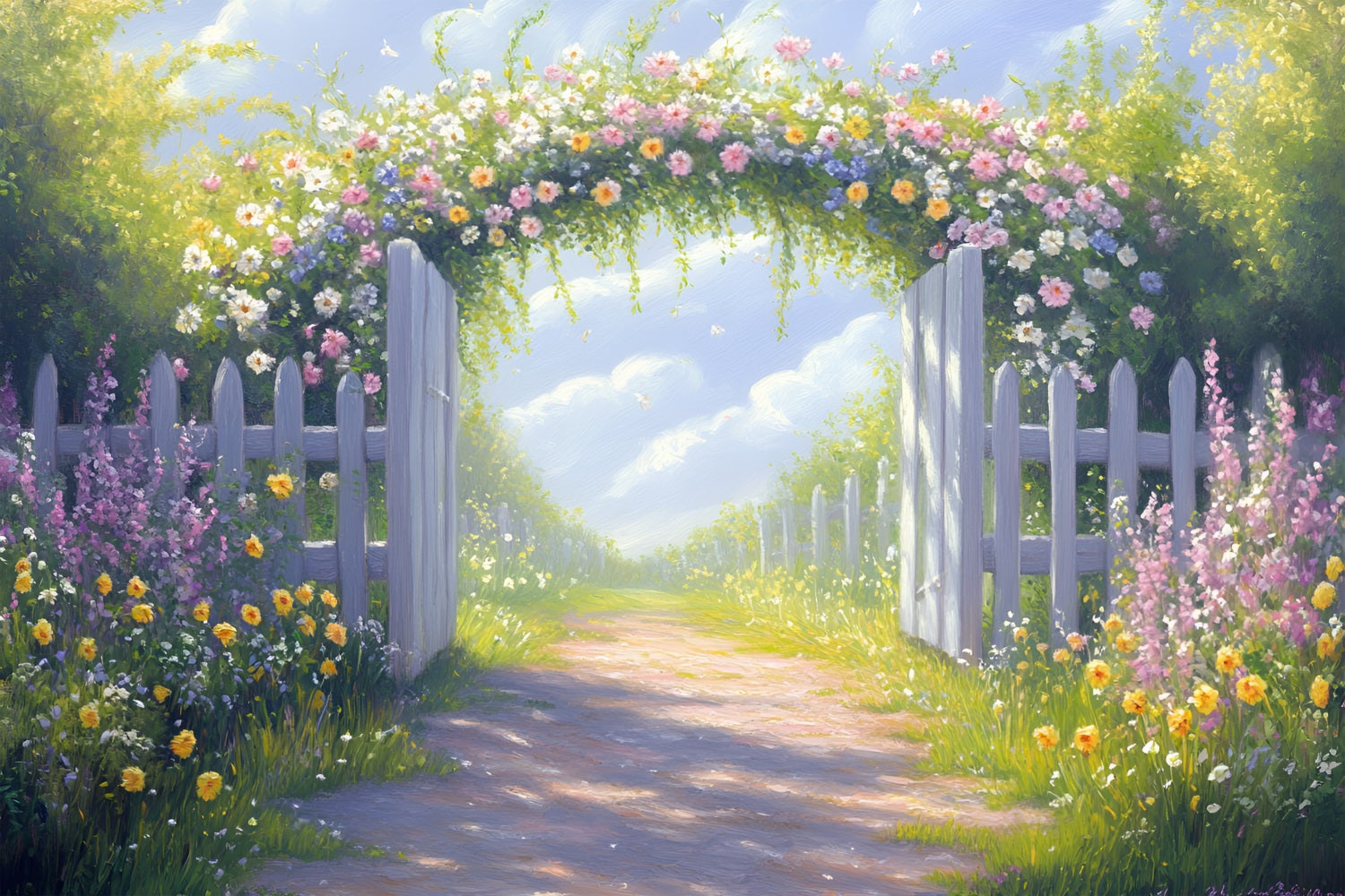 Backdrop Spring Sunny Floral Arch Garden Path Backdrop LXX1-110