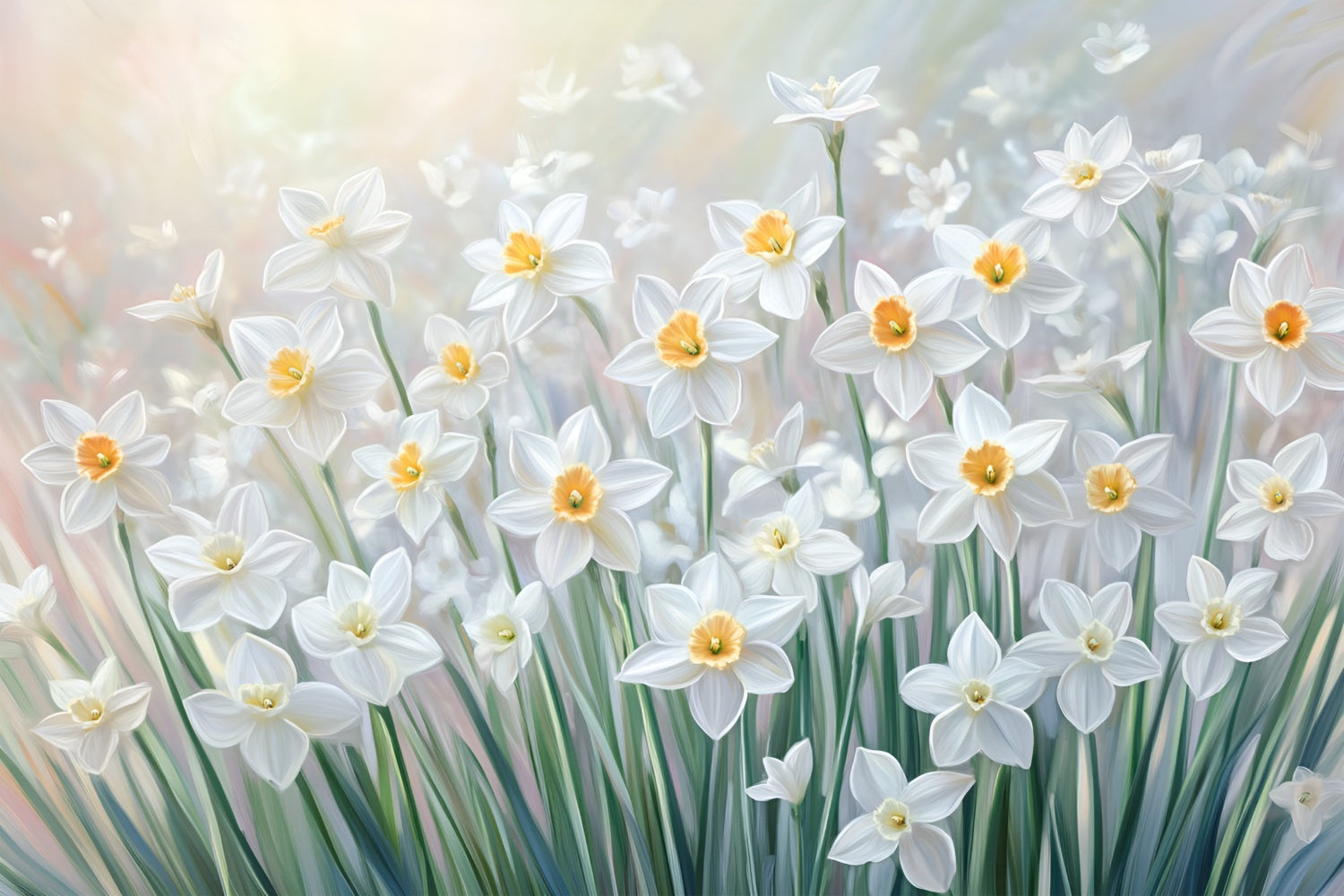 Spring Backdrop Radiant Morning Daffodil Garden Backdrop LXX1-112