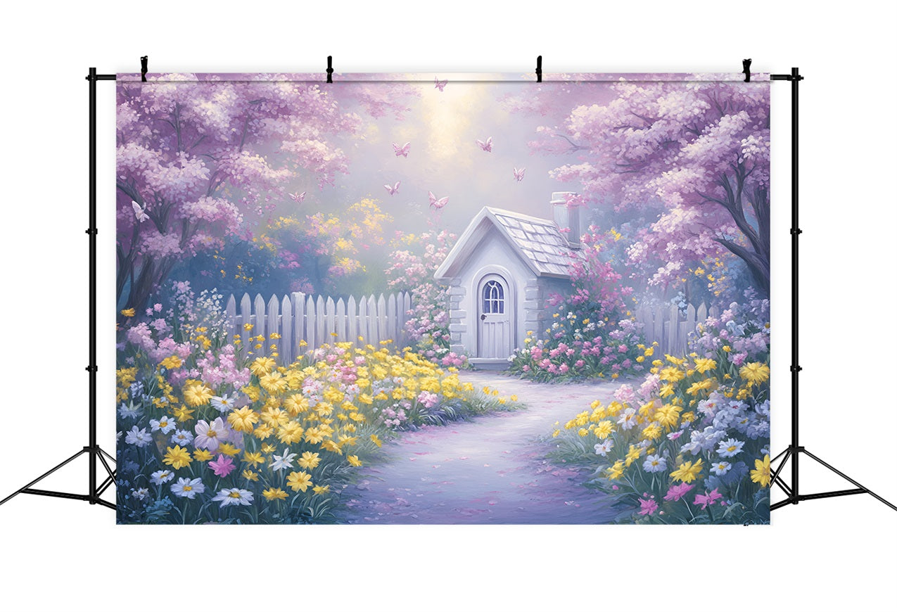 Spring Backdrop Pictures Vibrant Floral Pathway Cottage Backdrop LXX1-113