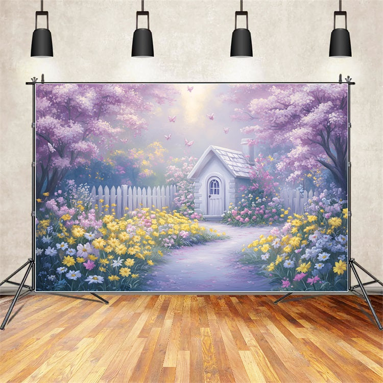 Spring Backdrop Pictures Vibrant Floral Pathway Cottage Backdrop LXX1-113