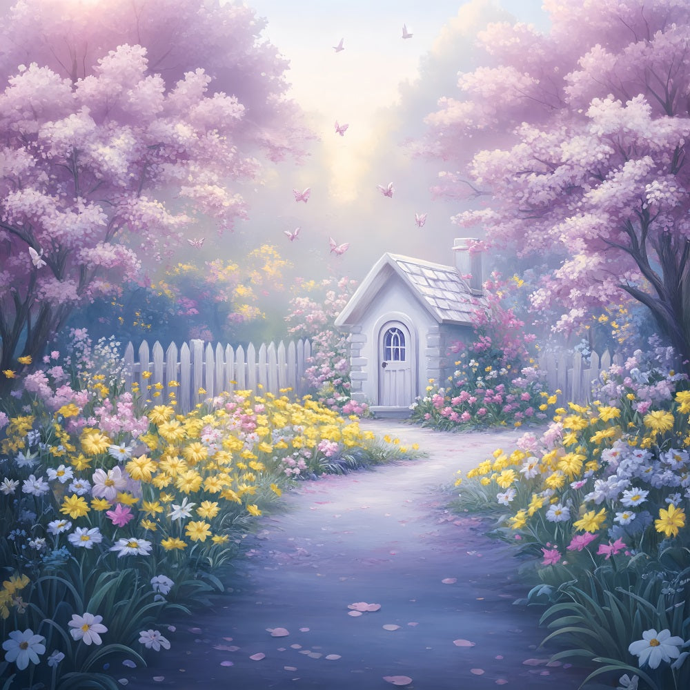 Spring Backdrop Pictures Vibrant Floral Pathway Cottage Backdrop LXX1-113