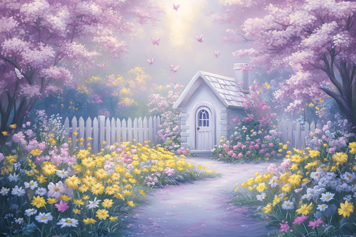 Spring Backdrop Pictures Vibrant Floral Pathway Cottage Backdrop LXX1-113