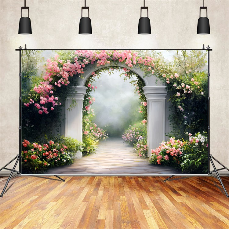 Photography Spring Backdrops Dreamy Arch Covered Roses Backdrop LXX1-115