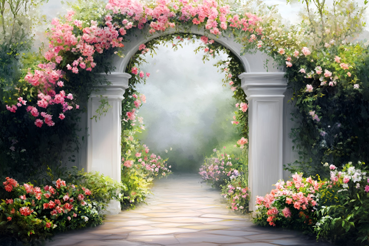 Photography Spring Backdrops Dreamy Arch Covered Roses Backdrop LXX1-115