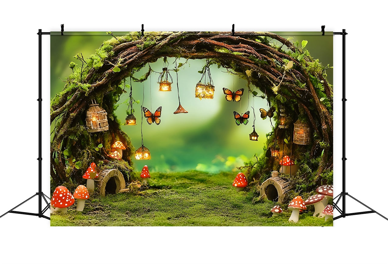 Spring Picture Backdrops Fairy Woodland Scene Mushrooms Backdrop LXX1-116