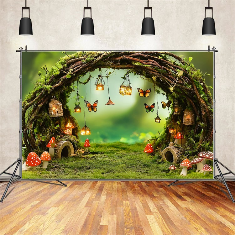 Spring Picture Backdrops Fairy Woodland Scene Mushrooms Backdrop LXX1-116