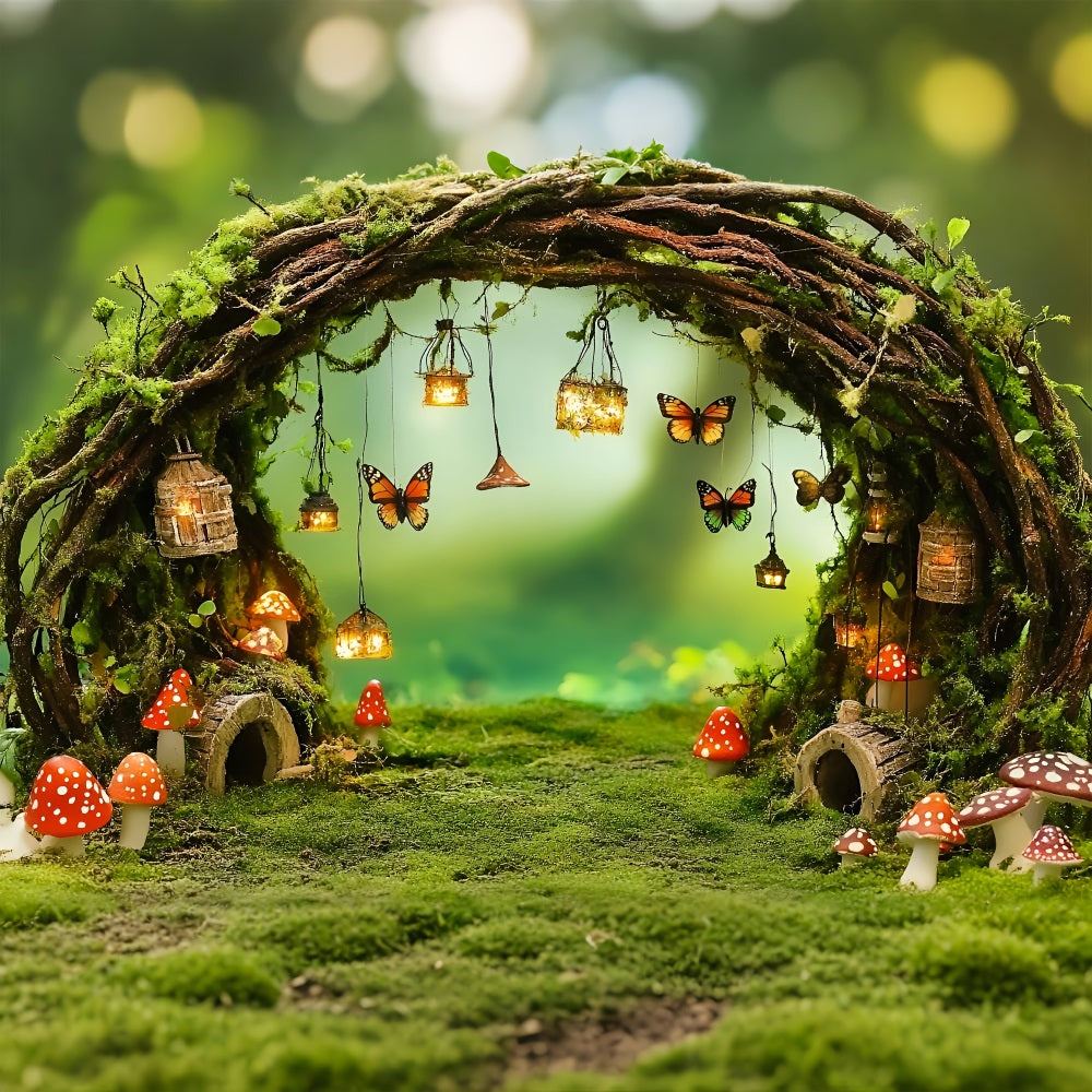 Spring Picture Backdrops Fairy Woodland Scene Mushrooms Backdrop LXX1-116