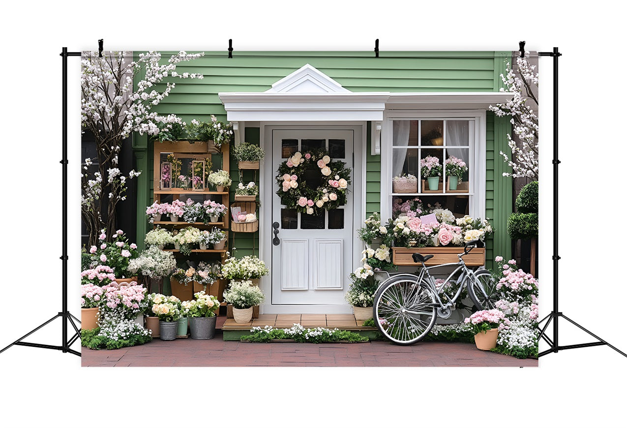 Spring Backdrops Pictures Green House Blooming Flowers Backdrop LXX1-118