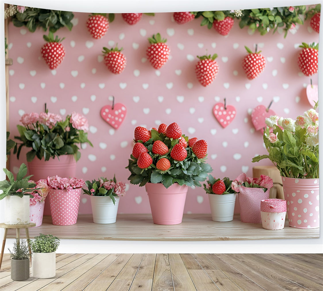 Spring Backdrops Photography Heart Strawberry Wall Decor Backdrop LXX1-120