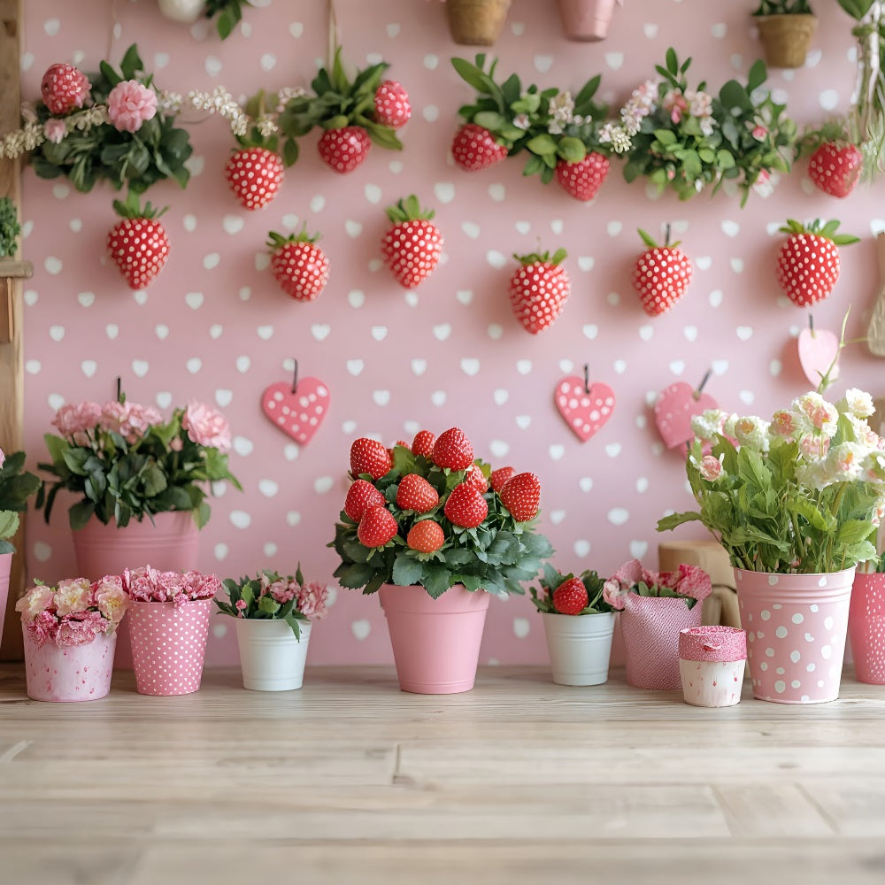 Spring Backdrops Photography Heart Strawberry Wall Decor Backdrop LXX1-120