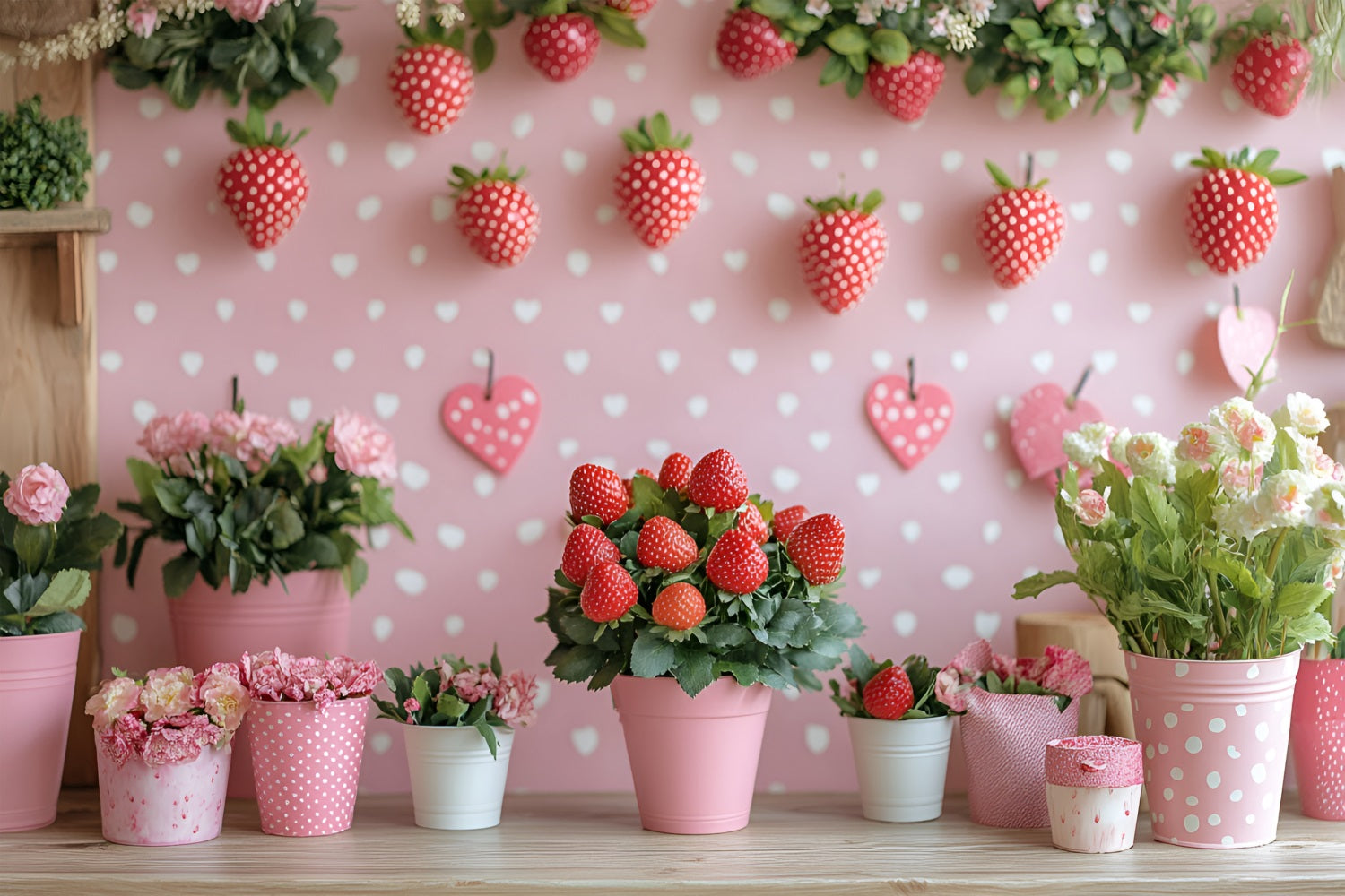 Spring Backdrops Photography Heart Strawberry Wall Decor Backdrop LXX1-120