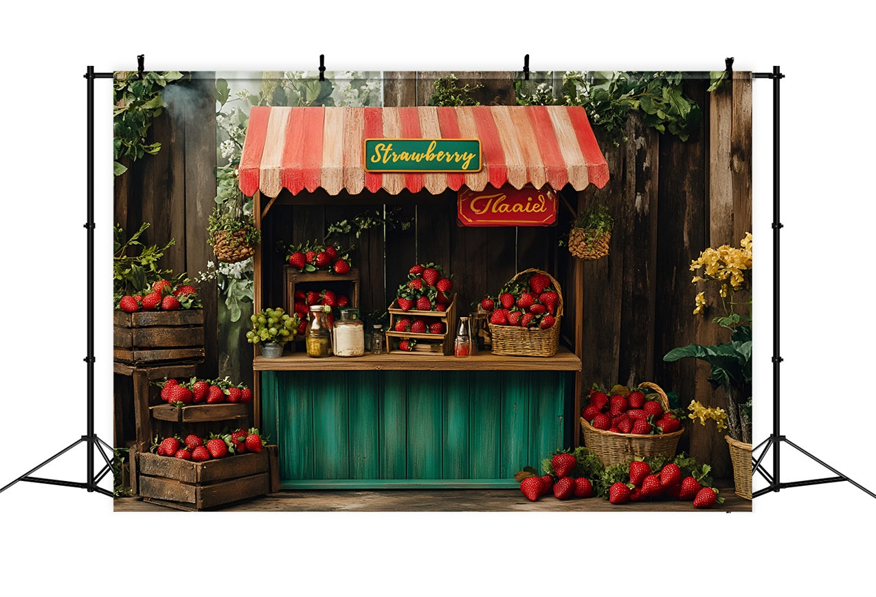 Spring Backdrops Picked Strawberries Market Scene Backdrop LXX1-121